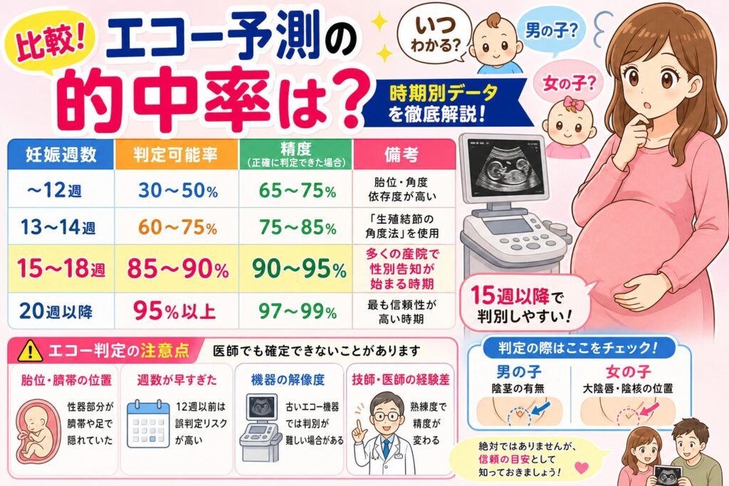 【現役医師が解説！】お腹の出方で性別がわかる？ジンクス?性別判定統計データと最新エコー予測の的中率を比較