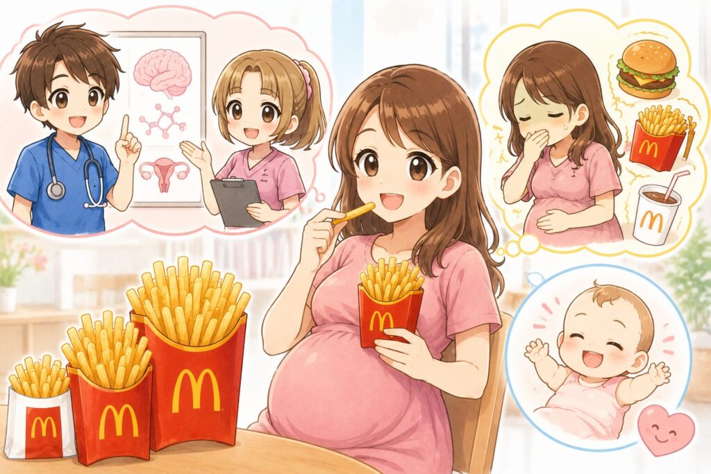 【現役専門医が解説】なぜ妊婦は「🍟マックのポテト」が食べたくなる？つわり中にジャンクフードばかりでも赤ちゃんに影響がない理由