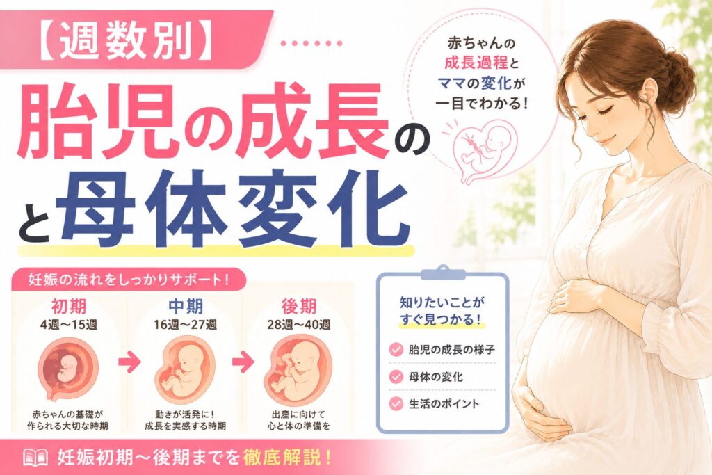 妊娠週数自動計算カレンダー・スケジュールシミュレーター!【週数別】胎児の成長と母体変化も分かる!